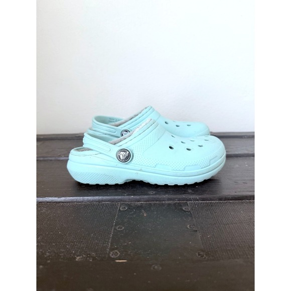 Crocs Classic Lined Clog Kids Aquamarine Blue Mint Slides Size Toddler Kids 13 - Picture 5 of 10